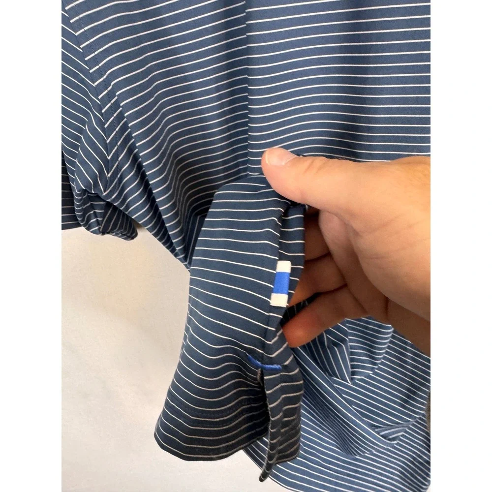 Adidas adiPure Mens Navy Blue White Striped Golf Polo Shirt DT4333 Size M‎